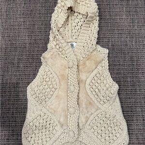 Lili’s Closet Anthropologie Cream Hand Knit Women's Cardigan Boho Vest